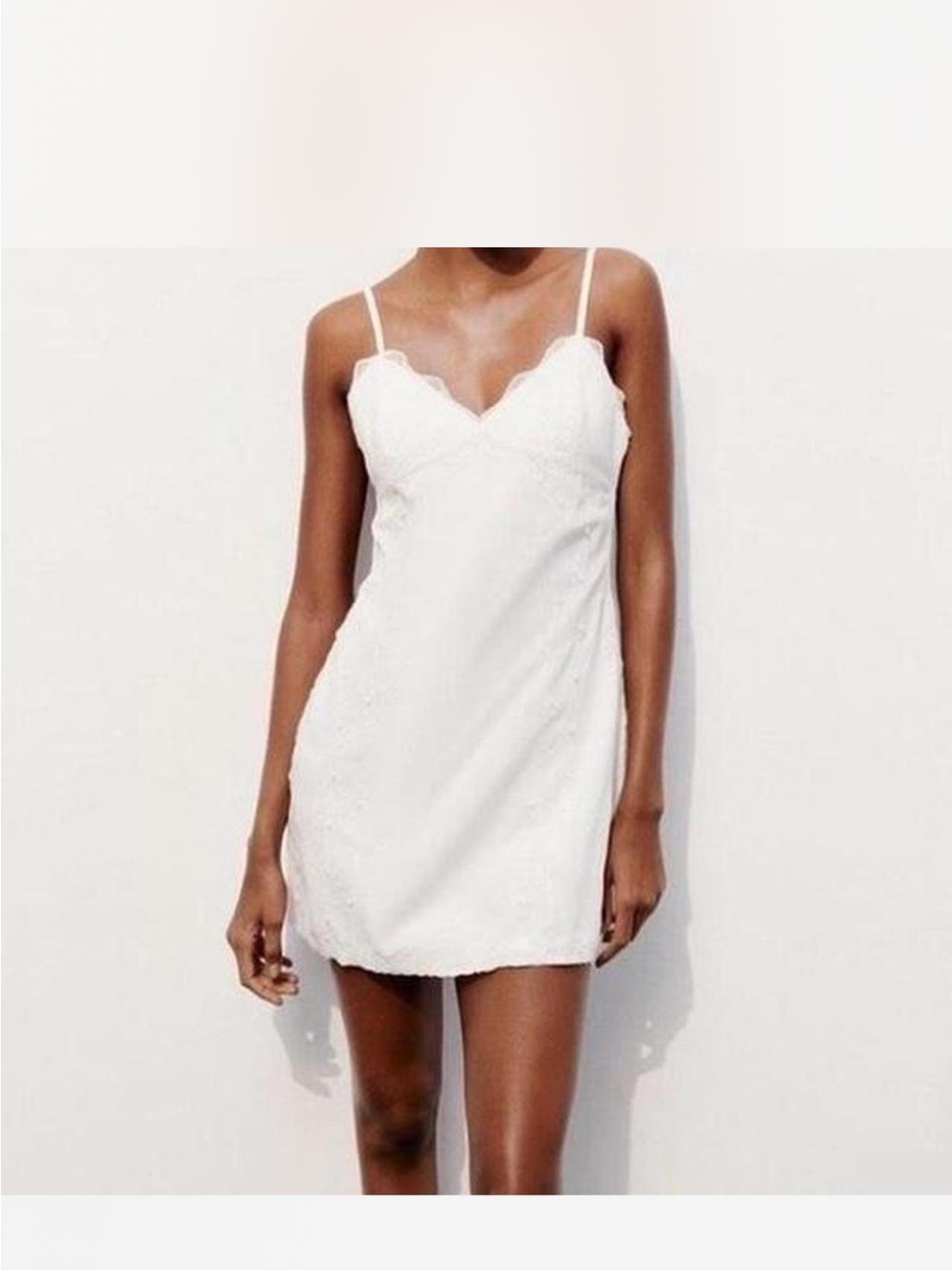 Zara White Lace-Trim Slip